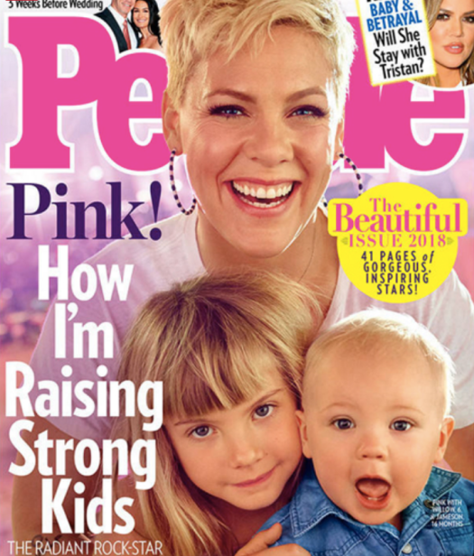Pink and her kids graced the cover of the April issue of People Magazine